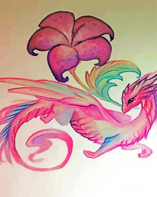 Flower Dragon Art paint by number