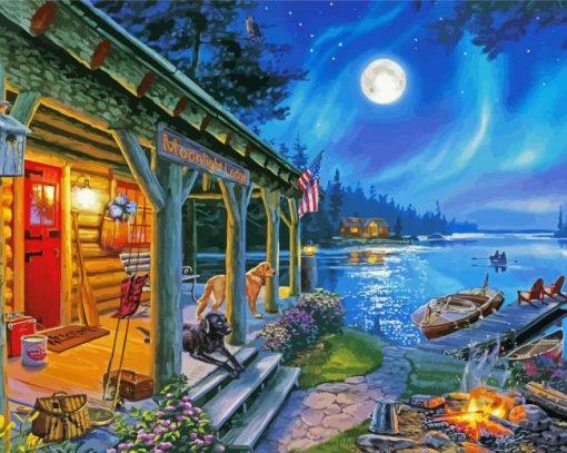 Moonlight Lodge paint by number