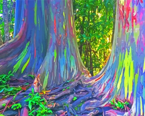 Rainbow Eucalyptus Tree paint by number