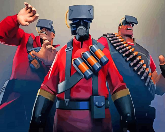 Team Fortress 2 Online Game Characters paint by number