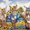 Trio Donkeys And Sunflower paint by number