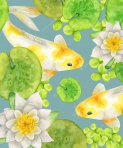 Water Lilies With Koi paint by number