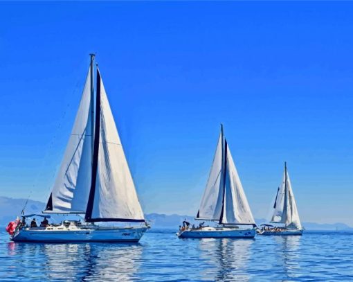 White Sailboats paint by number