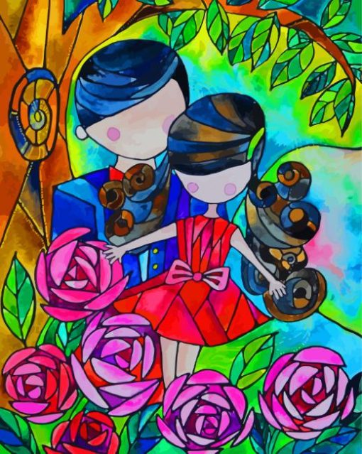 Abstract Couple In The Garden paint by number