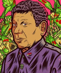 Abstract President Philippine Rodrigo Duterte paint by number