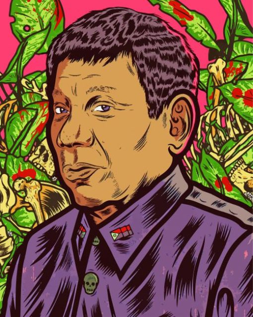 Abstract President Philippine Rodrigo Duterte paint by number