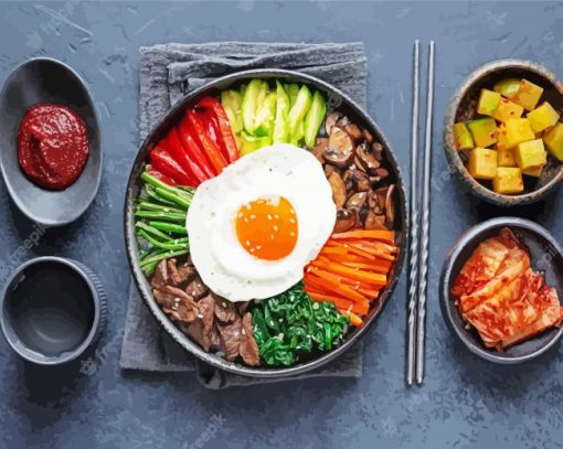 Aesthetic Bibimbap paint by number