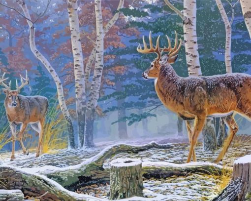 Aesthetic Deer In Woods Art paint by number