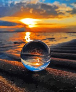 Glass Globe Beach Reflection paint by number