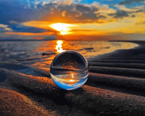 Glass Globe Beach Reflection paint by number