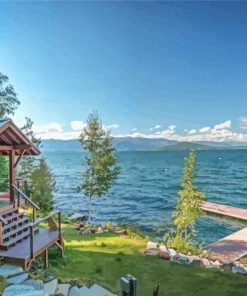 Lake Side Cabin paint by number