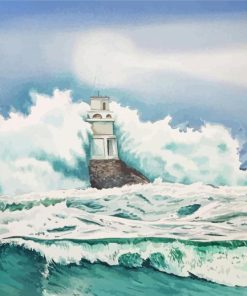 Lighthouse Crashing Waves paint by number