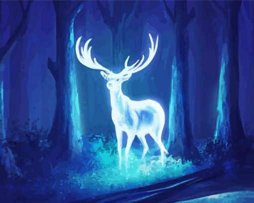 Magic White Deer In Woods paint by number