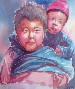 Nepali Watercolor Children paint by number