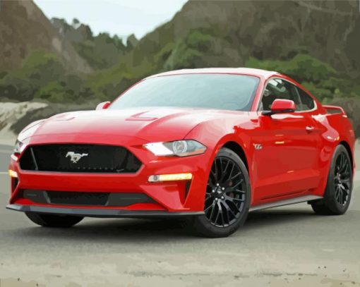Red 2018 GT Mustang paint by number