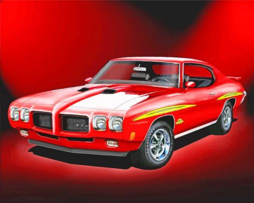 Red Pontiac 1970 Gto Art paint by number