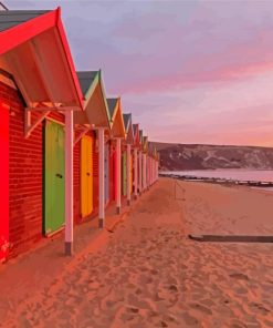 Swanage Sunset Beach paint by number