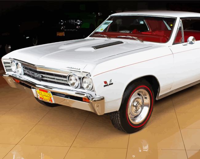 White 67 Chevelle Car paint by number