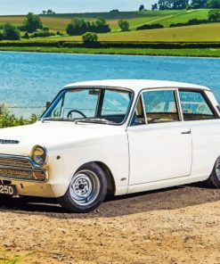 White Ford Cortina paint by number