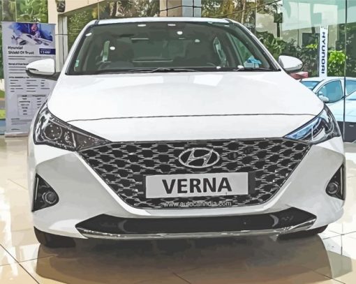 White Hyundai Verna Car paint by number