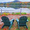 Adirondack Chairs By Lake paint by number