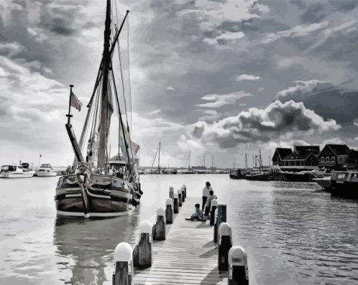 Black And White Volendam Netherlands paint by number