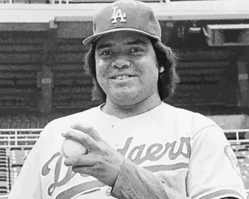 Black And White Young Fernando Valenzuela paint by number