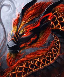 Black And Red Dragon Head paint by number