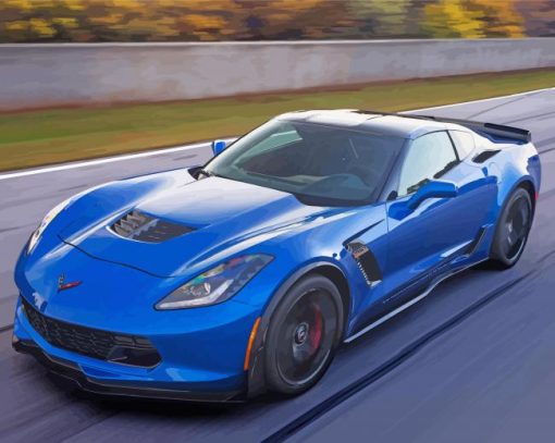 Blue Corvette Z06 paint by number