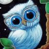 Blue Owl With Glasses paint by number