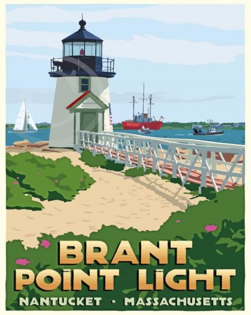 Brant Point Light Nantucket Massachusetts paint by number