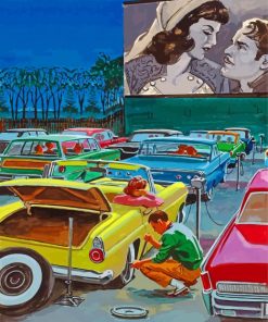 Classic Cars In Drive Ins Art paint by number