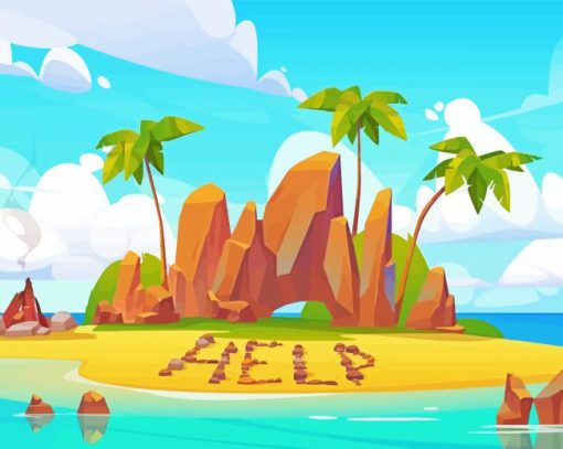 Desert Island Landscape paint by number