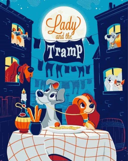 Disney Lady And The Tramp Poster paint by number