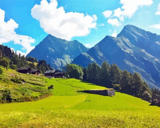 European Mountains Nature paint by number