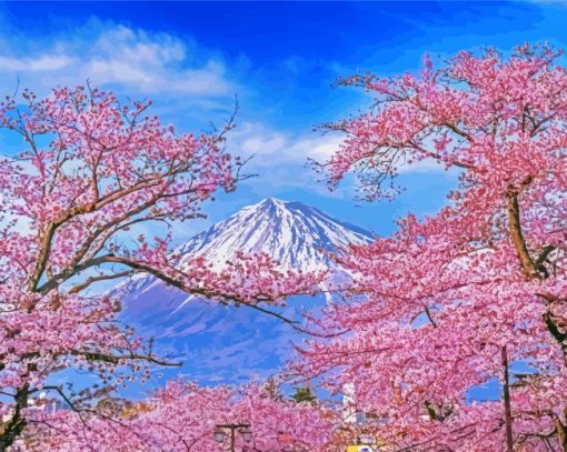 Japan Trees paint by number