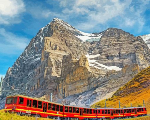 Jungfrau Mount Train paint by number