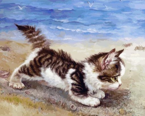 Kitty By Beach paint by number