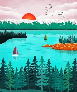 Lake Tahoe Emerald Bay Poster paint by number