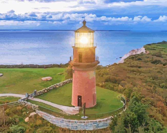 Marthas Vineyard Gay Lighthouse paint by number