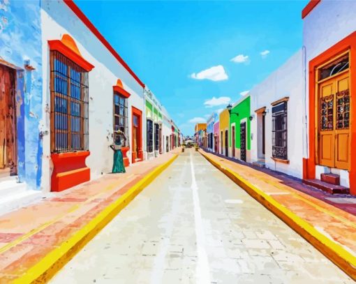 Mexico Village Streets paint by number