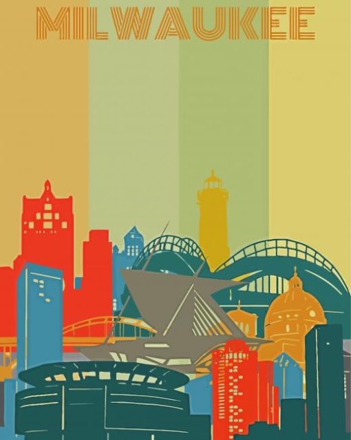 Milwaukee City Skyline Poster paint by number