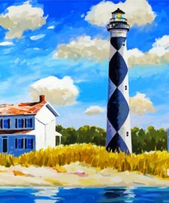 North Carolina Cape Lookout Lighthouse paint by number