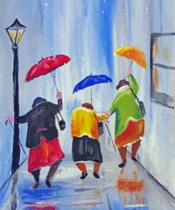 Old Ladies Dancing In The Rain paint by number