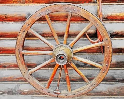 Old Wagon Wheel paint by number