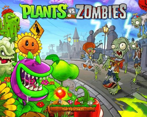 Plants Vs Zombies Video Game Cover paint by number