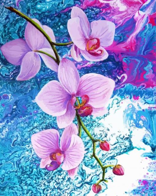 Psychedelic Pink Orchids paint by number paint by number