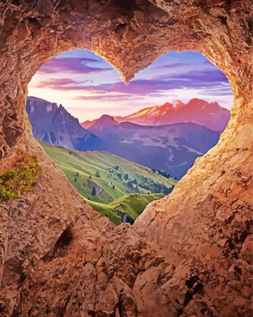 Rock Cave Heart paint by number