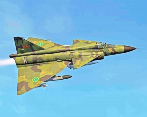 Saab 37 Viggen paint by number