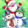 Santa With Snowmen paint by number